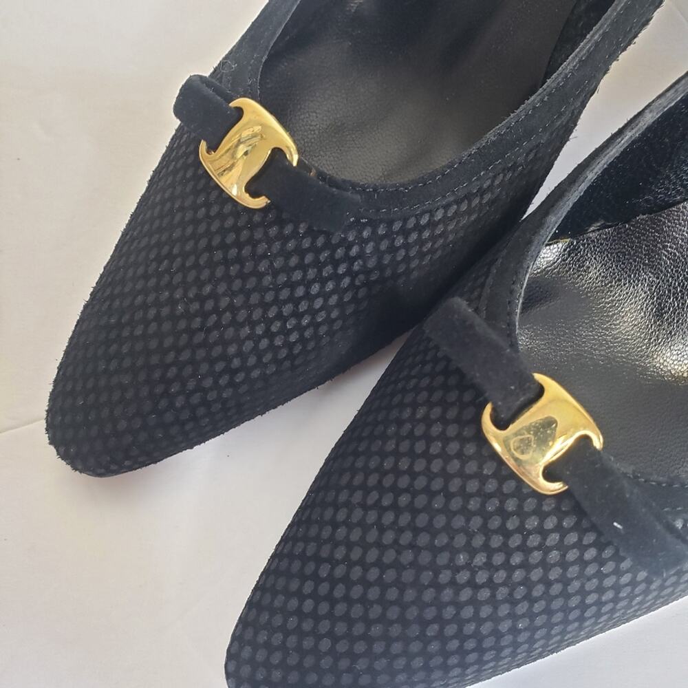 Juan Jose Garcia black leather textured dress heels pumps size 7.5 - Picture 5 of 11